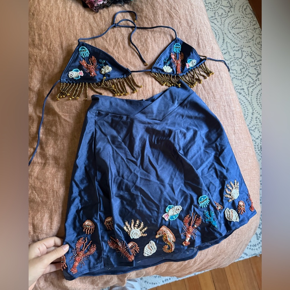 Under the Sea Her Pony beaded mini skirt and bra top